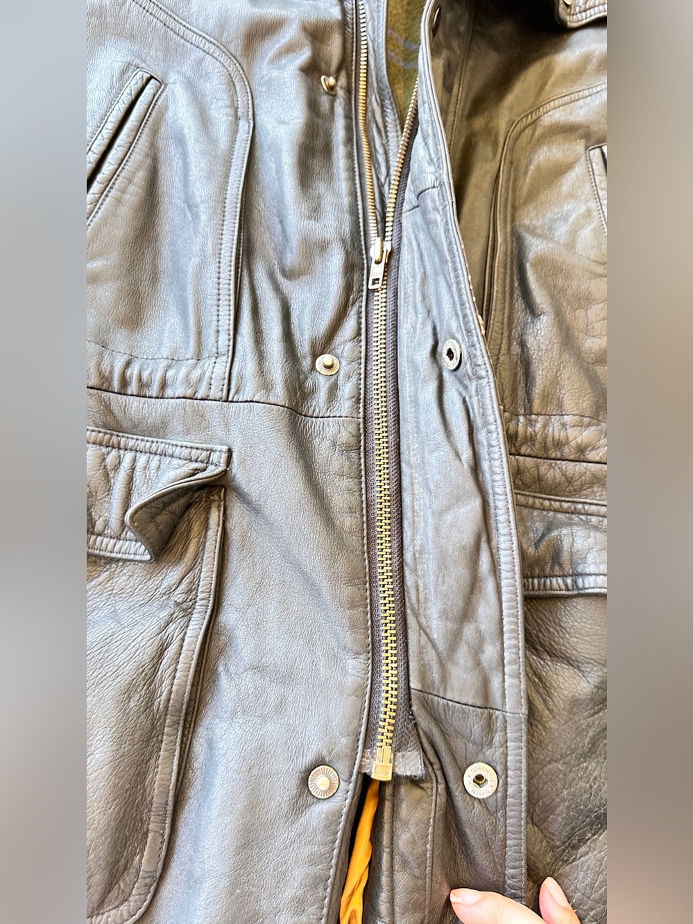 vintage 1990s IOU Leather Collection  genuine leather hooded parka coat Sz M - Picture 11 of 14